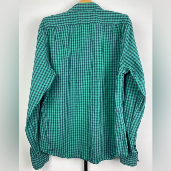 J. Crew Green Blue Plaid Checked Slim Fit Button Up Long Sleeve Collared Shirt - Picture 4 of 5